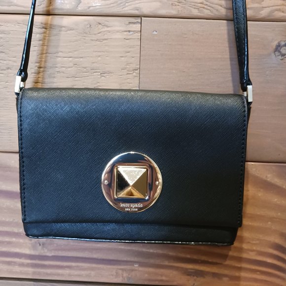 Trendy Kate Spade Black Saffiano Leather Turn-lock Crossbody Adjustable strap - Picture 3 of 13